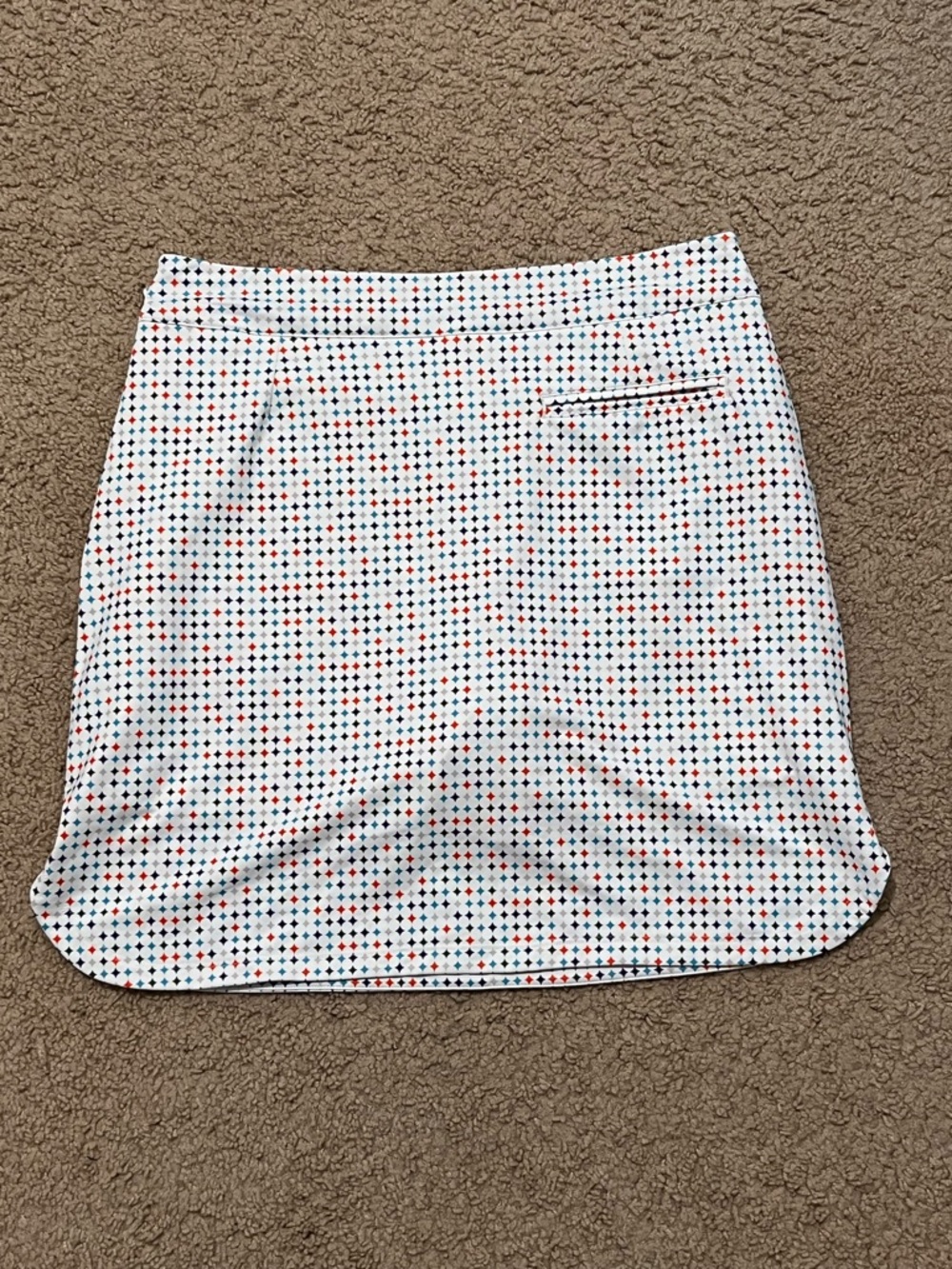 Peter Millar Golf Skirt White Skirt with Red and Blue Geo Dots - Picture 2 of 6